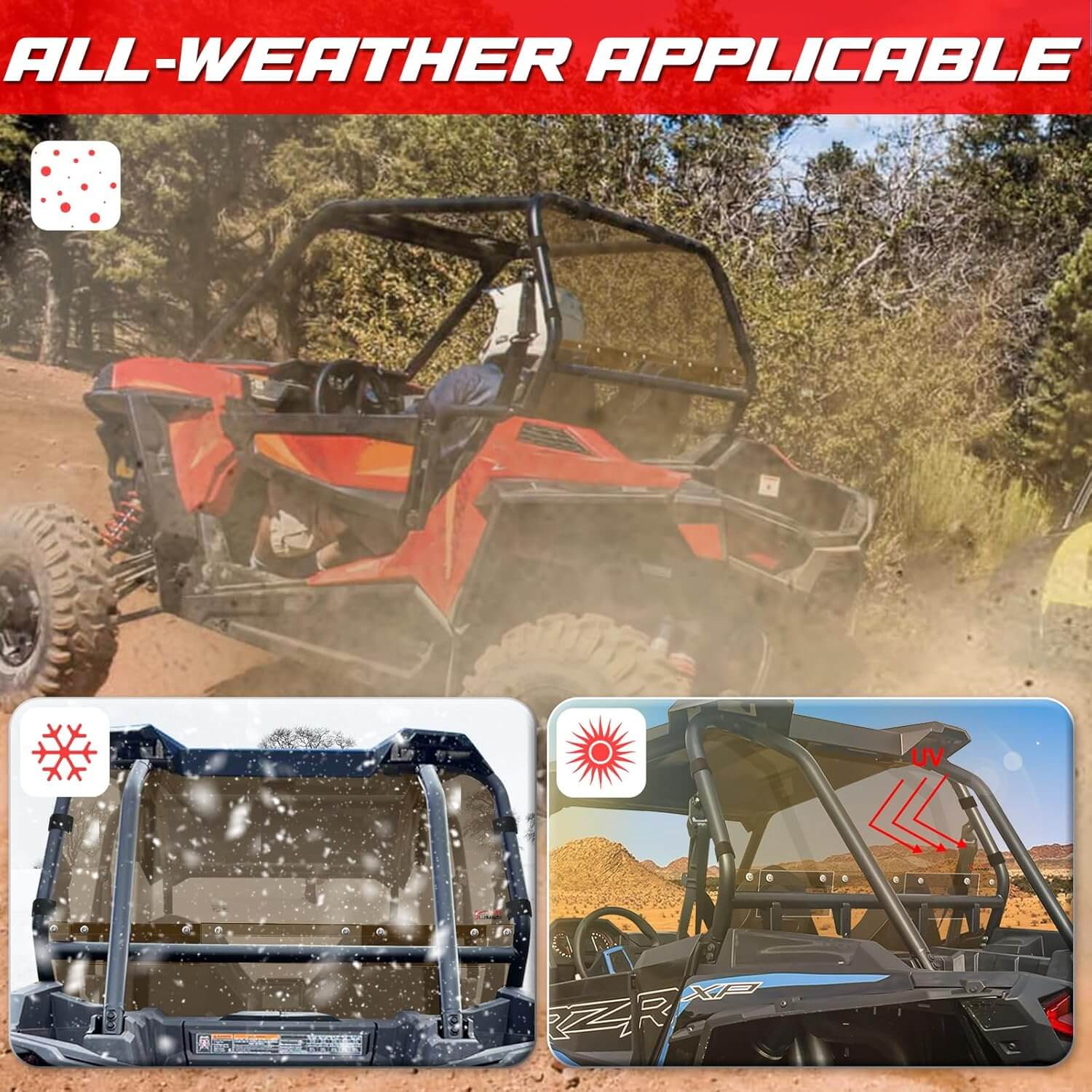 polaris rzr xp 1000 tinted rear windshield all-weather application