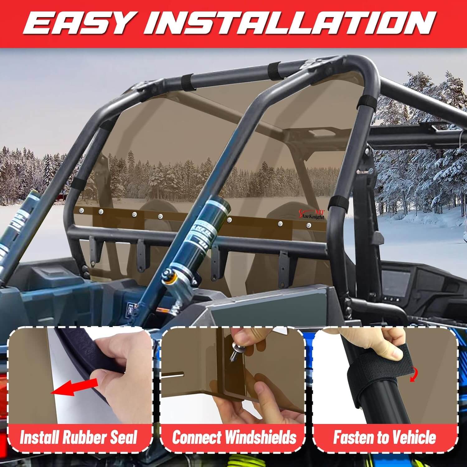 polaris rzr xp 1000 tinted rear windshield easy installation