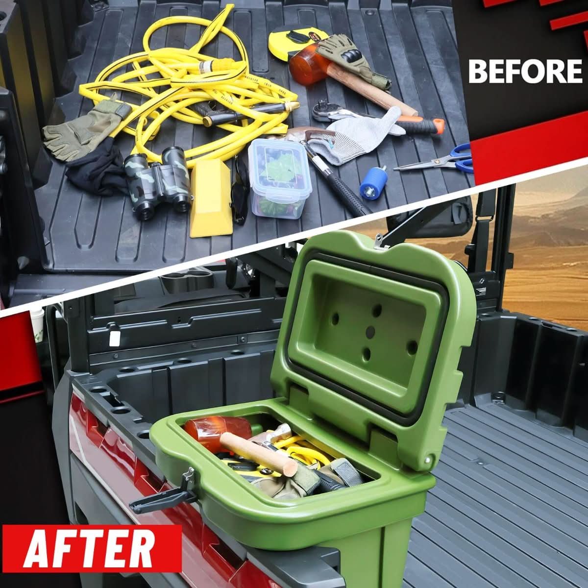 before and after install the polaris general cargo box