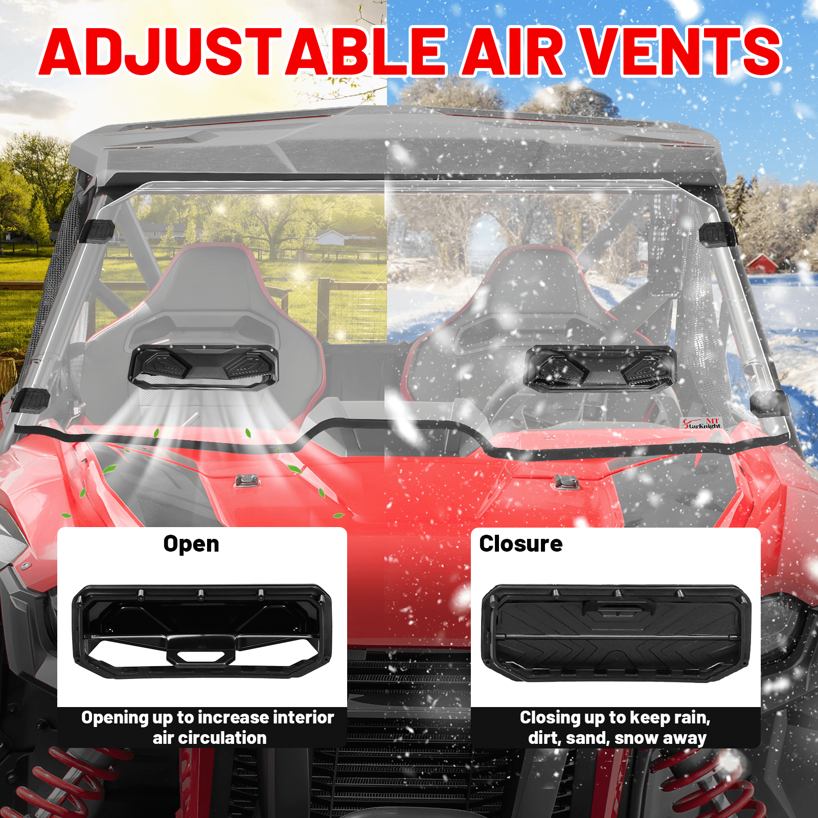 open and closure of talon 1000x vent windshield